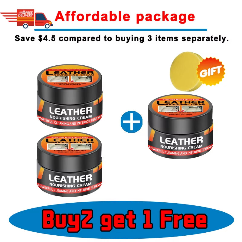 Multifunctional Leather Care Maintenance Oil Cleaning Cream for Car Interior Leather Seat Sofa Bag Shoes Jacket Care Polishing/V
