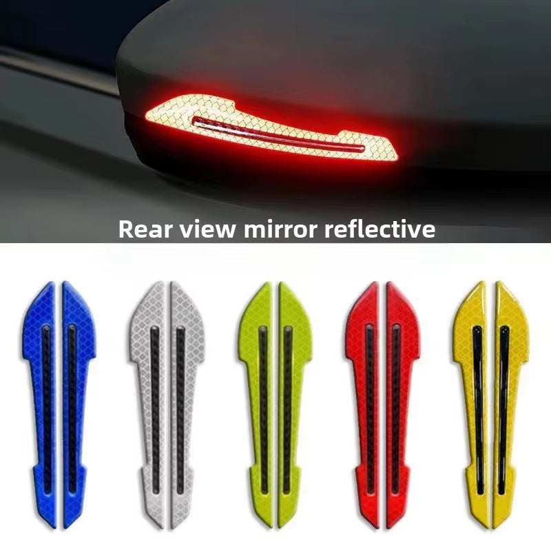 Car Reflective Stickers Door Edge Anti-Collision Strips Fenders Glue Reflective Rearview Mirror Warning Stickers Body Scratches