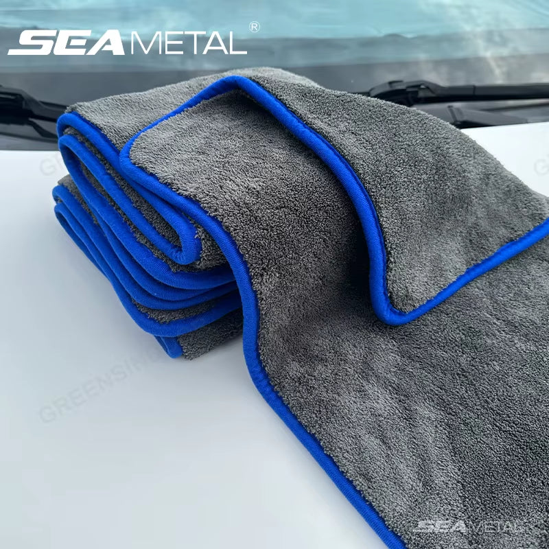 SEAMETAL 1200GSM Coral Fleece Deluxe Car Wash Microfiber Towel Plush Cleaning Drying Cloth Car Wash Towels 40X40/40X60/60X90Cm