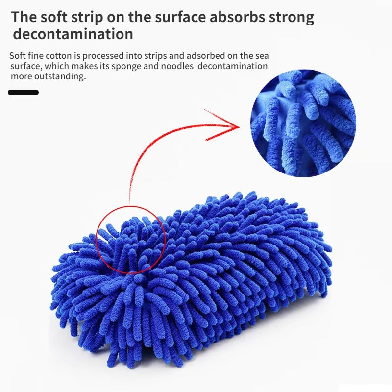 Car Wash Microfiber Chenille Car Wash Sponge Care Washing Brush Pad Washing Towel Auto Gloves Styling Accessories Gadget