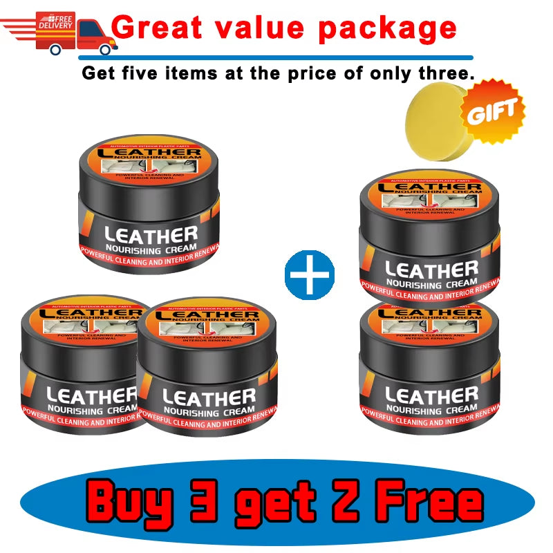 Multifunctional Leather Care Maintenance Oil Cleaning Cream for Car Interior Leather Seat Sofa Bag Shoes Jacket Care Polishing/V
