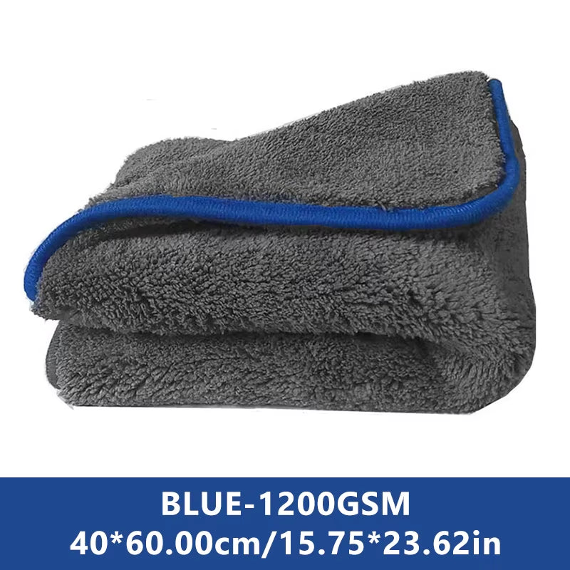 SEAMETAL 1200GSM Coral Fleece Deluxe Car Wash Microfiber Towel Plush Cleaning Drying Cloth Car Wash Towels 40X40/40X60/60X90Cm