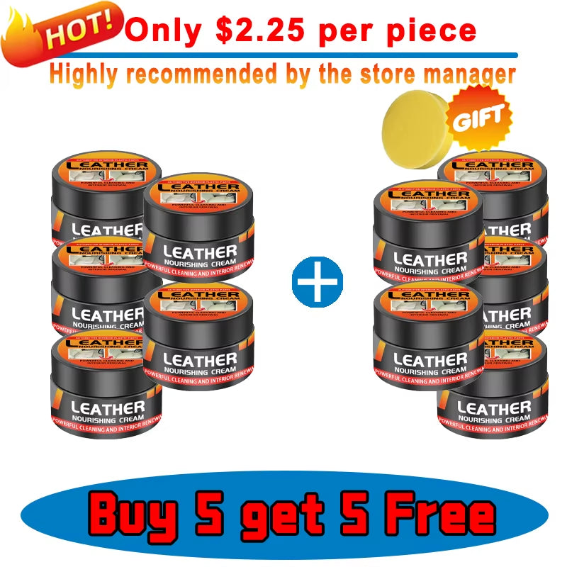 Multifunctional Leather Care Maintenance Oil Cleaning Cream for Car Interior Leather Seat Sofa Bag Shoes Jacket Care Polishing/V