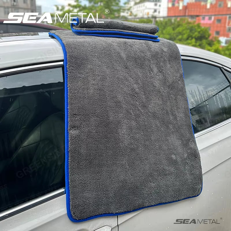 SEAMETAL 1200GSM Coral Fleece Deluxe Car Wash Microfiber Towel Plush Cleaning Drying Cloth Car Wash Towels 40X40/40X60/60X90Cm