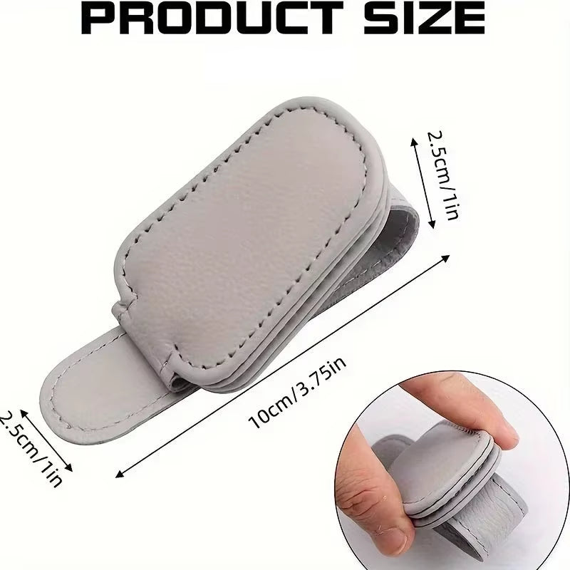 1Pcs Sunglasses Holder Is Suitable for Car Sunshades Magnetic Leather Sunglasses Clip and Ticket Clip Car Sunshade Accessories