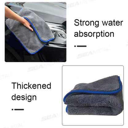 SEAMETAL 1200GSM Coral Fleece Deluxe Car Wash Microfiber Towel Plush Cleaning Drying Cloth Car Wash Towels 40X40/40X60/60X90Cm